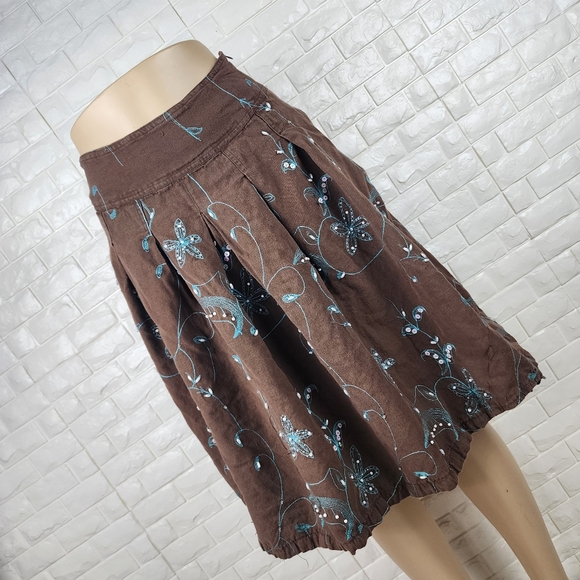 sweet by miss me small brown and blue skirt - Picture 3 of 5